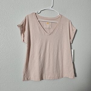 Pink V-Neck Women's Top Sz M